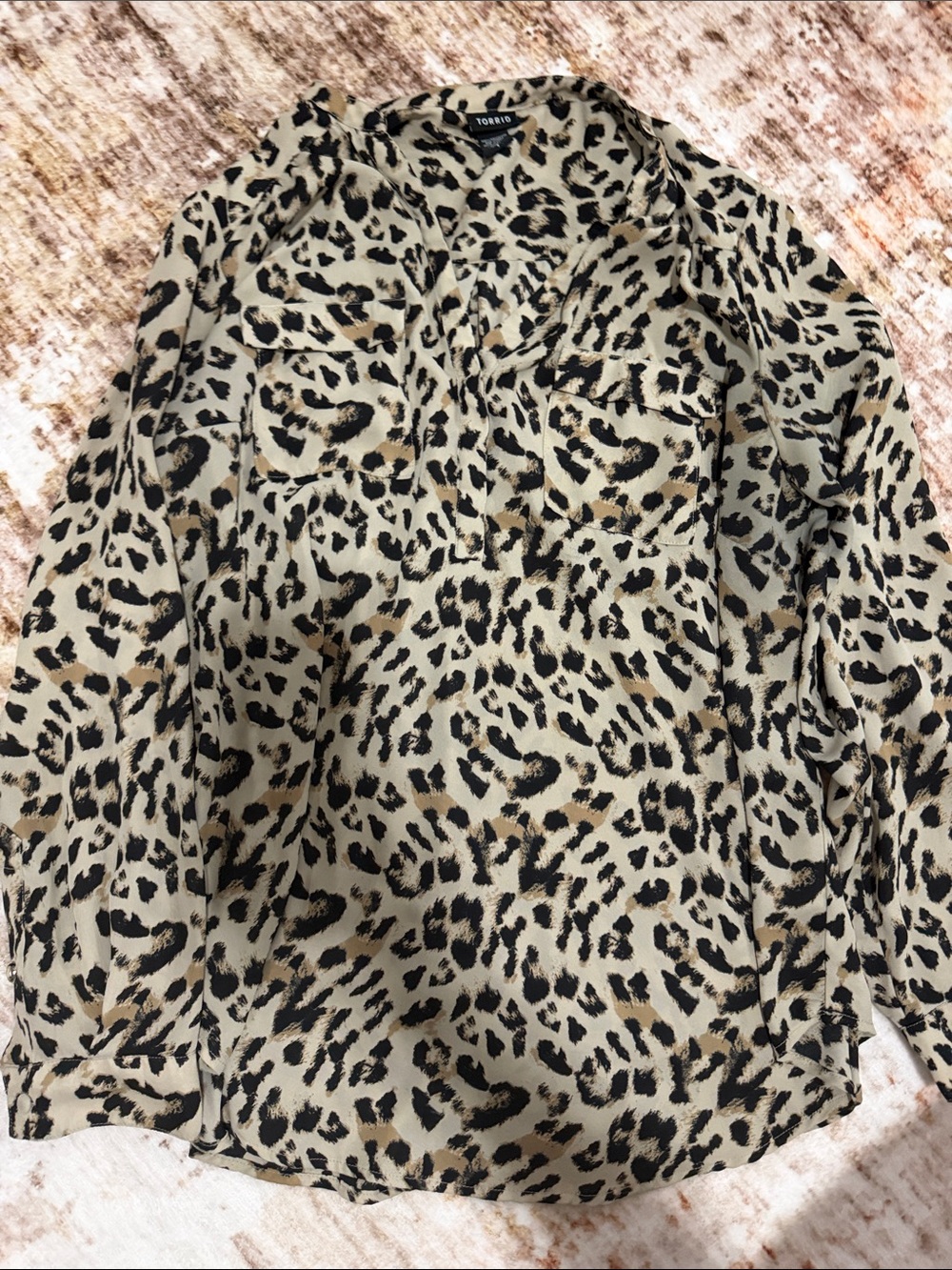 torrid Beige Black Leopard Print Button-Down Shirt